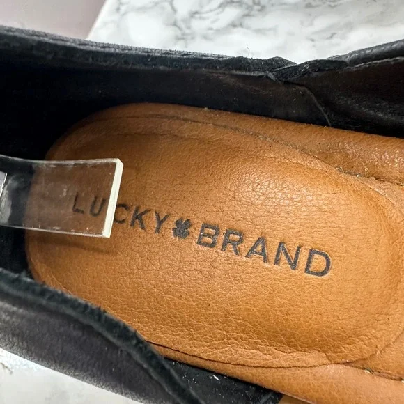 Lucky Brand Raheema‎ D'Orsay Black Block Heel Sandals Size 7.5 - Picture 5 of 8